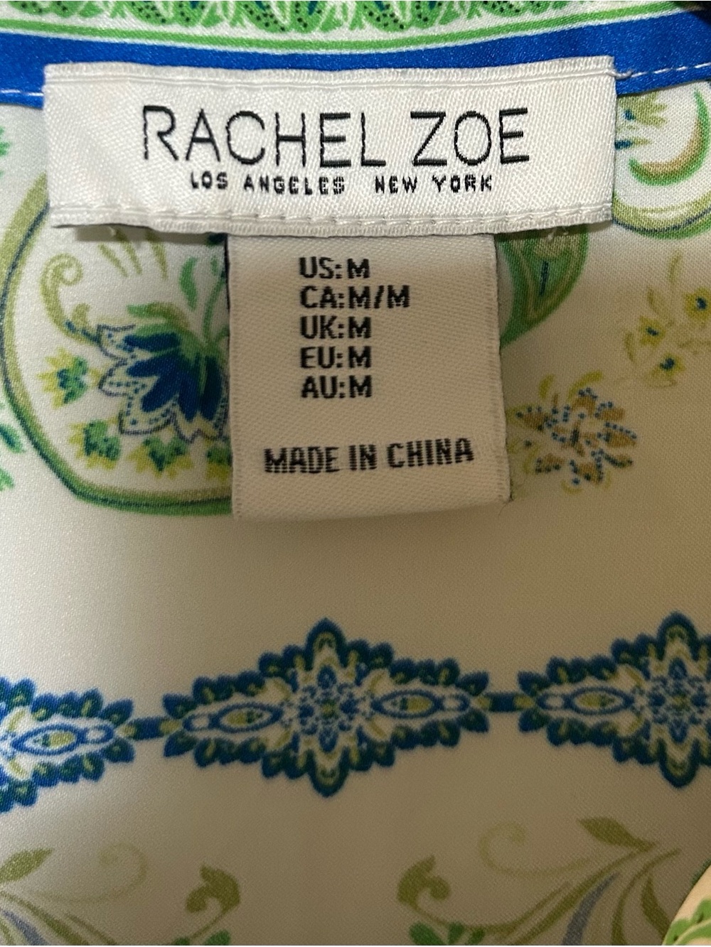 Rachel Zoe Blue and Green Paisley Button-Up Top - Picture 2 of 5